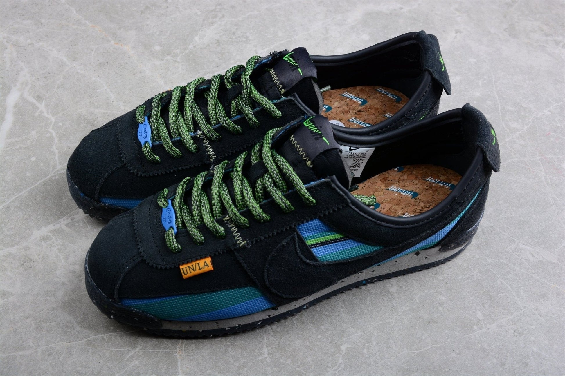 Essenza Rosa Cortez x Union LA Black / Blue / Green | sapatilhas Sole Rua