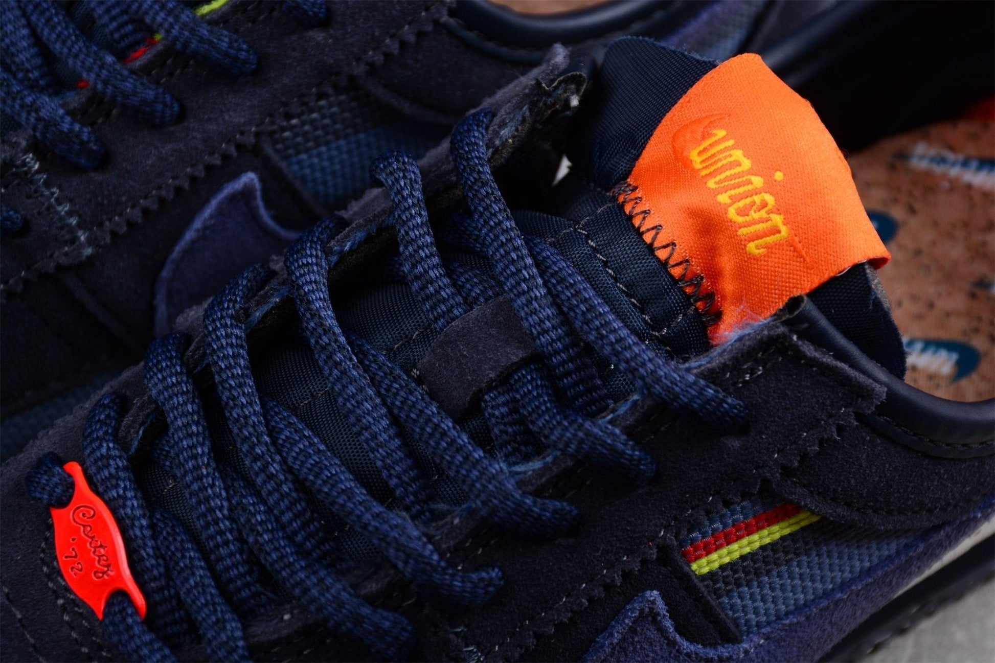 Essenza Rosa Cortez x Union LA Navy / Orange | sapatilhas Sole Rua