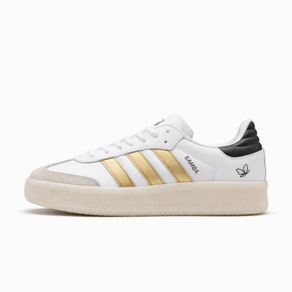 Fabrika Supply Samba XLG Platform White / Black / Gold | sapatilhas Sole Rua